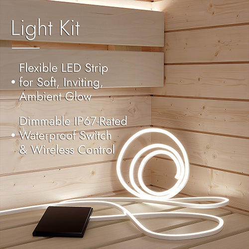 SaunaLife HOME Series kit, LED light strip and wireless dimmer switch
