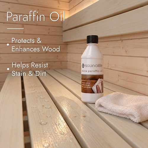SaunaLife HOME Series kit, bottle of paraffin oil for the wood