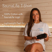 SaunaLife HOME Series kit, sauna shirt from the Experience Package