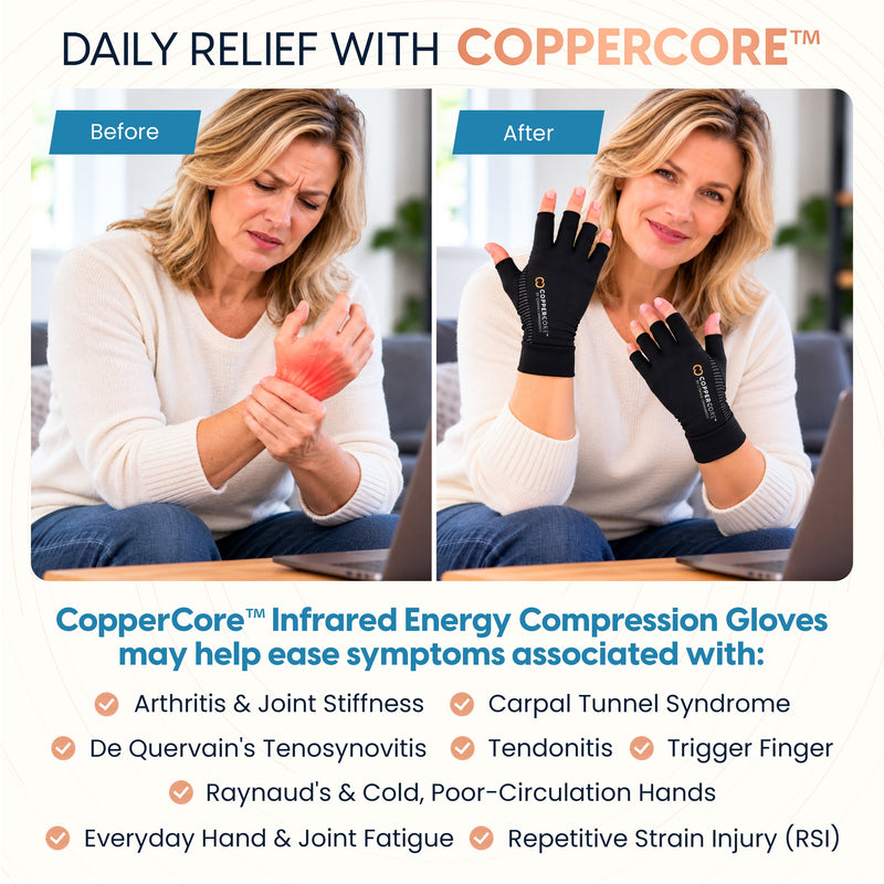 Copper Compression CopperCore™ Infrared Energy Half Finger Gloves