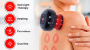 Copper Compression CopperRed Cupping Device, an infographic naming red light therapy, heating, flameless operation and gua sha