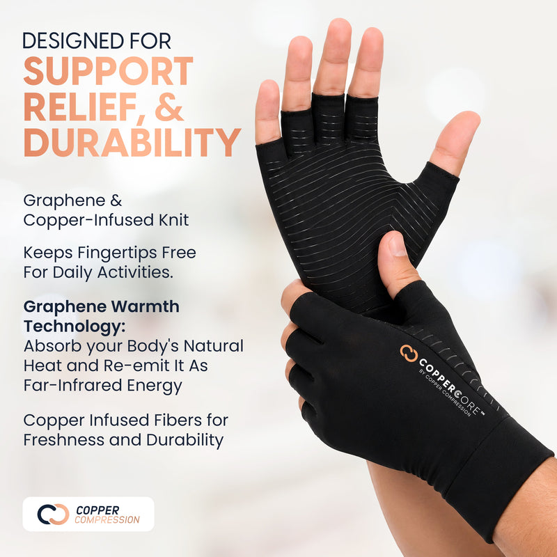 Copper Compression CopperCore™ Infrared Energy Half Finger Gloves
