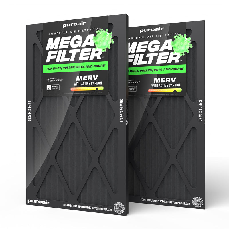 PuroAir HVAC Mega Filter MERV 13 Pleated Plus Activated Carbon Air Filter