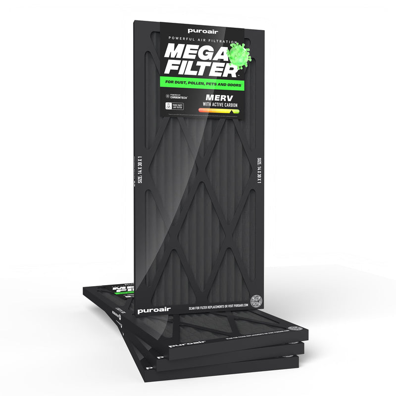 PuroAir HVAC Mega Filter MERV 13 Pleated Plus Activated Carbon Air Filter