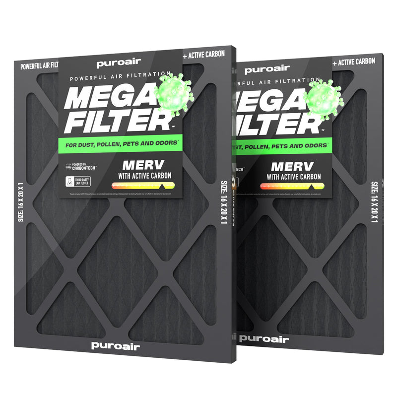 PuroAir HVAC Mega Filter MERV 13 Pleated Plus Activated Carbon Air Filter