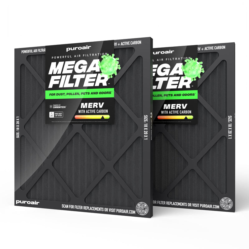 PuroAir HVAC Mega Filter MERV 13 Pleated Plus Activated Carbon Air Filter