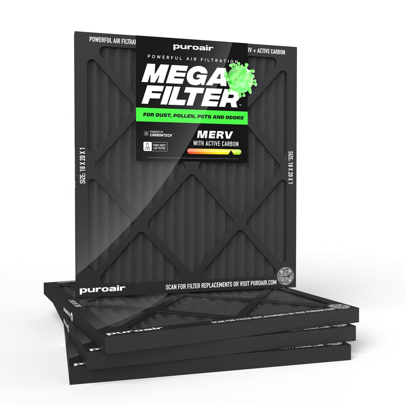 PuroAir HVAC Mega Filter MERV 13 Pleated Plus Activated Carbon Air Filter