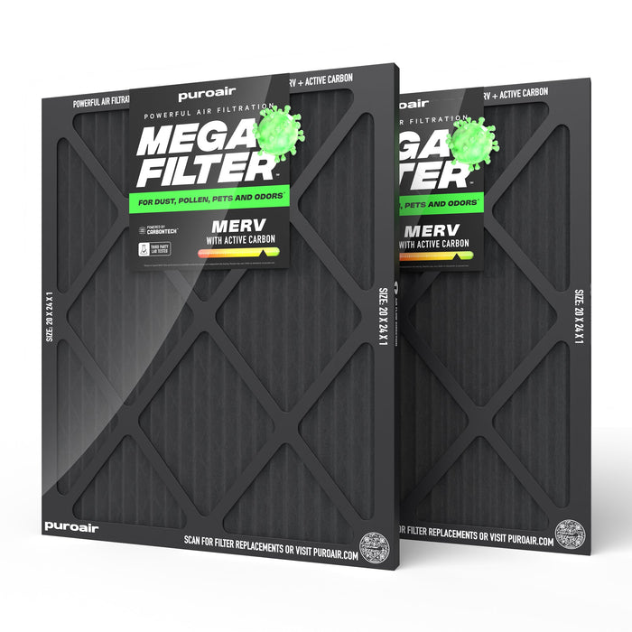 PuroAir HVAC Mega Filter MERV 13 Pleated Plus Activated Carbon Air Filter