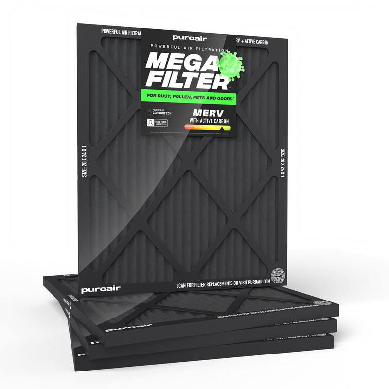 PuroAir HVAC Mega Filter MERV 13 Pleated Plus Activated Carbon Air Filter