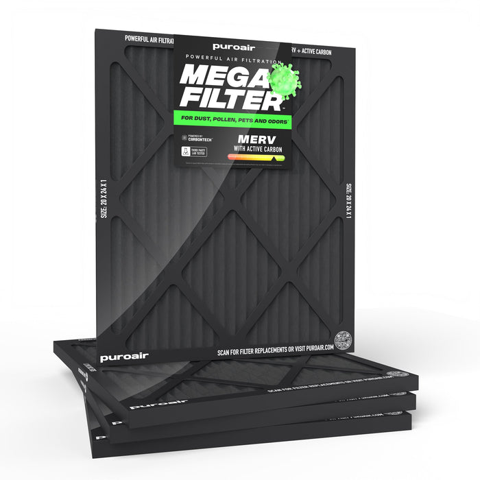 PuroAir HVAC Mega Filter MERV 13 Pleated Plus Activated Carbon Air Filter
