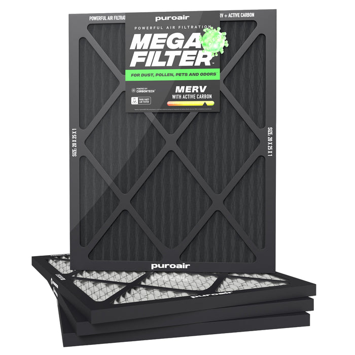 PuroAir HVAC Mega Filter MERV 13 Pleated Plus Activated Carbon Air Filter