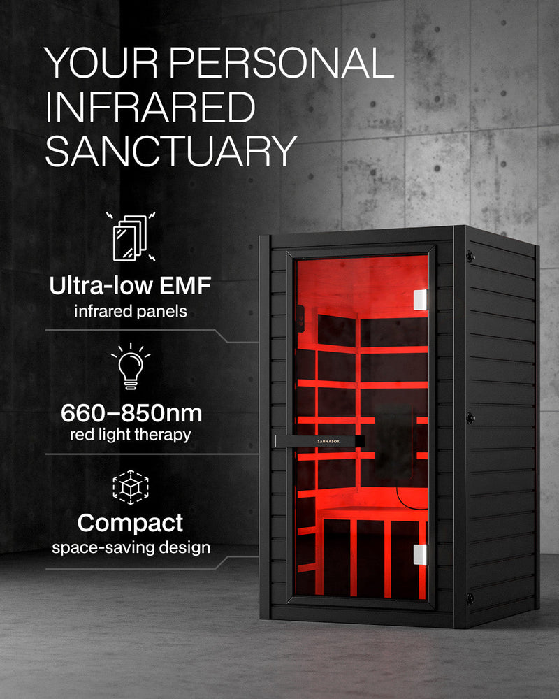 SaunaBox® Solara: Full Spectrum 1-Person Infrared Sauna