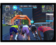 Garmin Tacx Nera, a Zwift race shown on a tablet