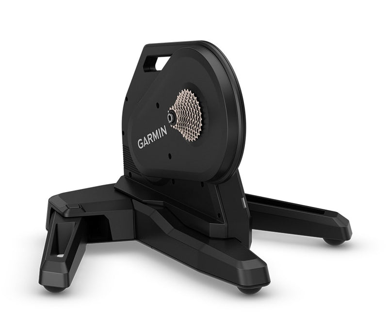 Garmin Tacx Nera, the Garmin logo and cassette with legs spread