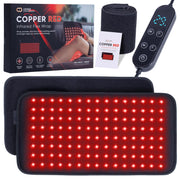 Copper Compression CopperRed Infrared Flex Wrap, the wrap lit red beside its controller and retail box