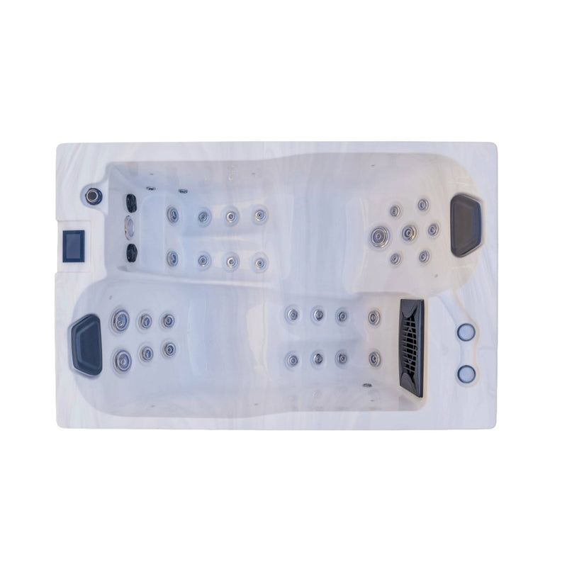 Luxury Spas Cascade 2-Person Hot Tub, both loungers from above