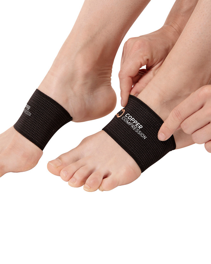 Copper Compression Arch Support Sleeves, the arch supports on both feet seen from the side