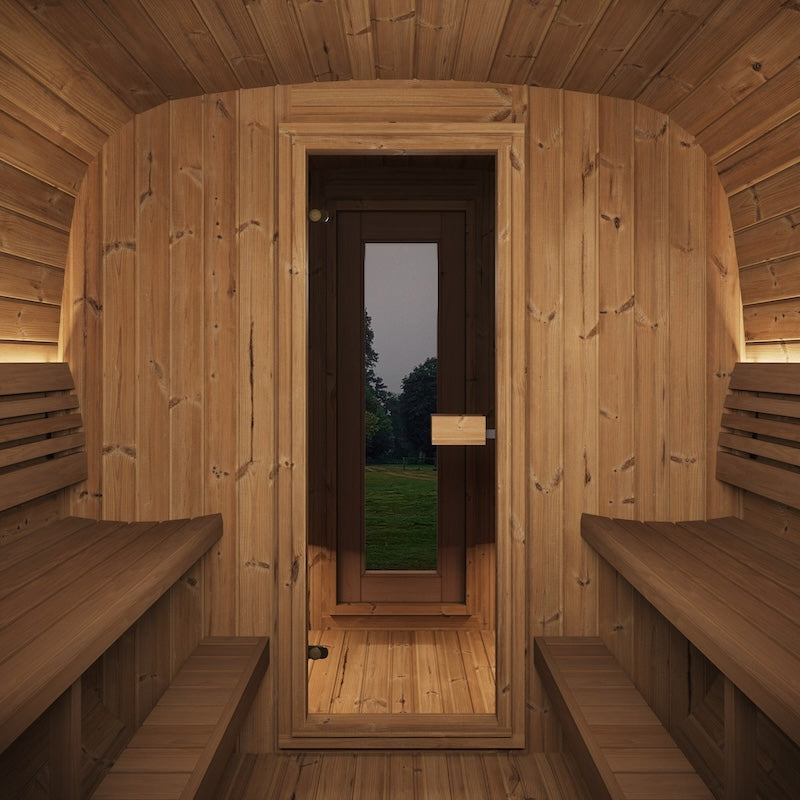 SaunaLife 8 Person 12.6' CL12GCP Long Outdoor Traditional Cube Sauna w/ Changing Room