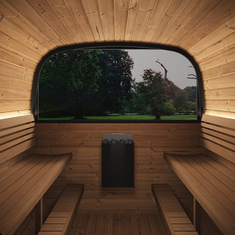 SaunaLife 8 Person 12.6' CL12GCP Long Outdoor Traditional Cube Sauna w/ Changing Room