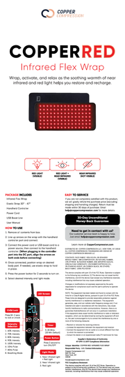 Copper Compression CopperRed Infrared Flex Wrap, the printed instruction sheet supplied with the wrap