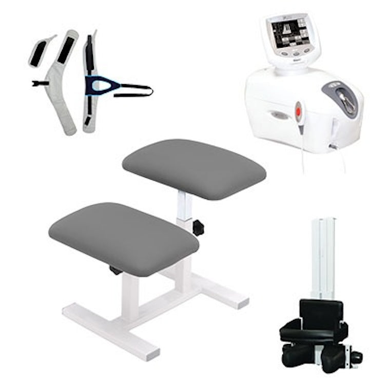 Chattanooga Traction Kit: TX Traction Unit, Quickwrap Belt, Saunders Cervical, and Traction Stool