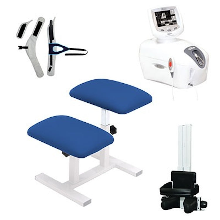 Chattanooga Traction Kit: TX Traction Unit, Quickwrap Belt, Saunders Cervical, and Traction Stool