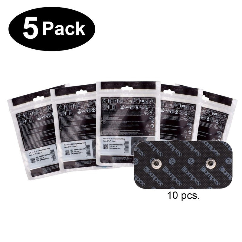 Compex Easy Snap Electrodes 2" × 4" — 5 Pack (10 Electrodes)