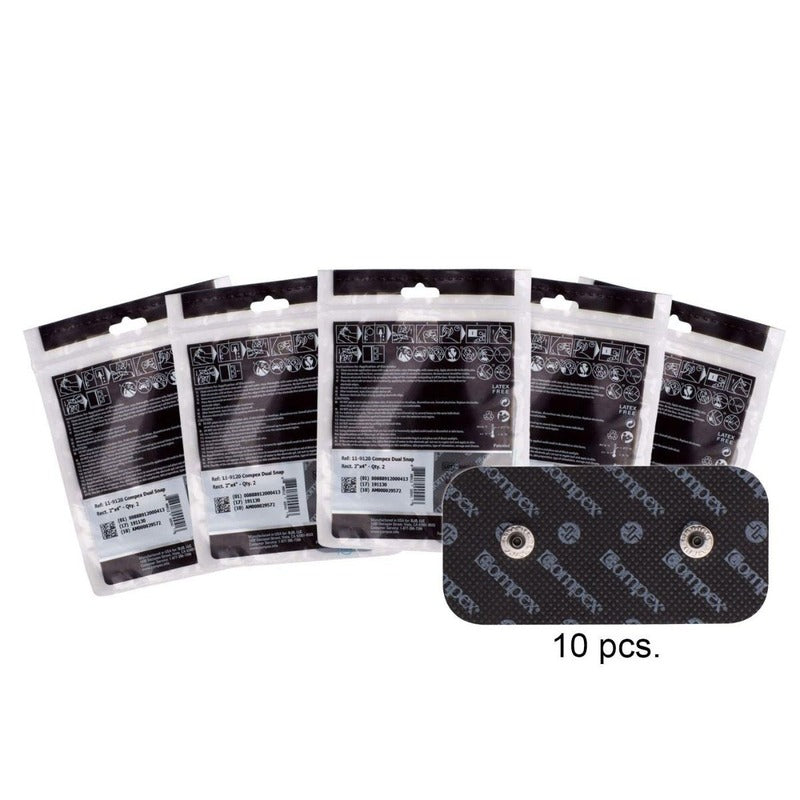 Compex Easy Snap Electrodes 2" × 4" — 5 Pack (10 Electrodes)