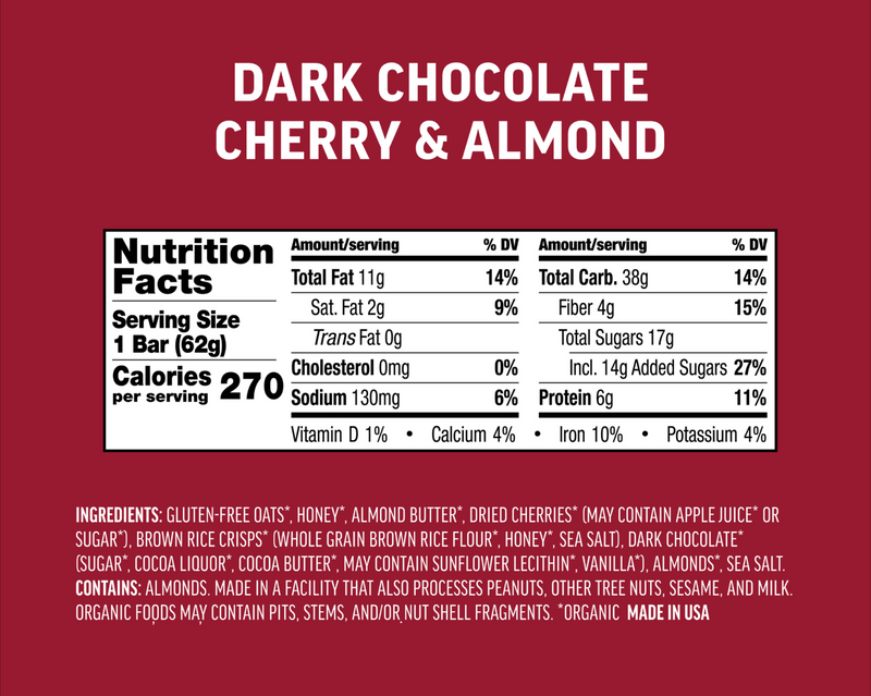 Kate's Real Food Dark Chocolate Cherry & Almond Energy Bar
