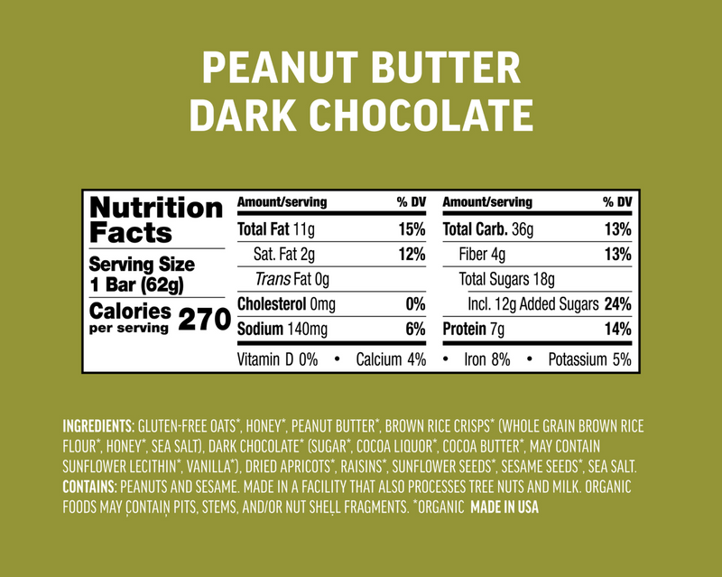 Kate's Real Food Peanut Butter Dark Chocolate Energy Bar