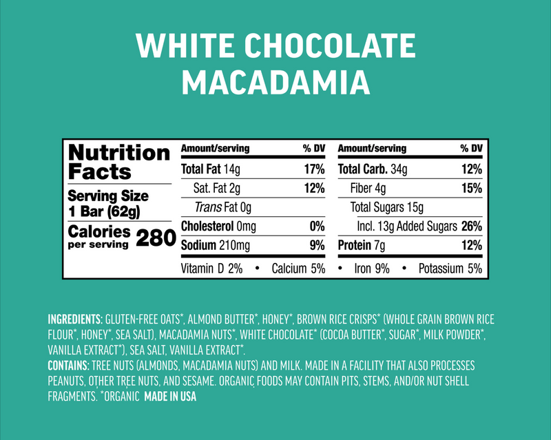 Kate's Real Food White Chocolate Macadamia Energy Bar