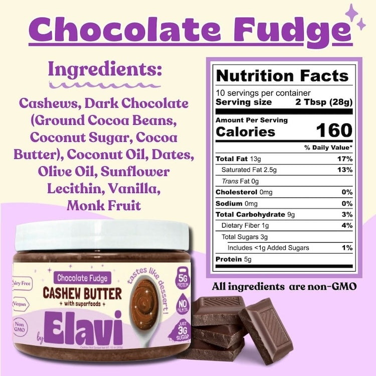 ELAVI Low-Sugar Dessert Cashew Butters