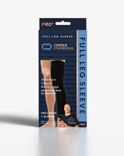 Copper Compression Full Leg Sleeve, the retail box for the full leg sleeve, with Drew Brees on the front