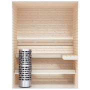 SaunaLife HOME Series kit, bench wall of the 5 x 6 ft room in Spruce