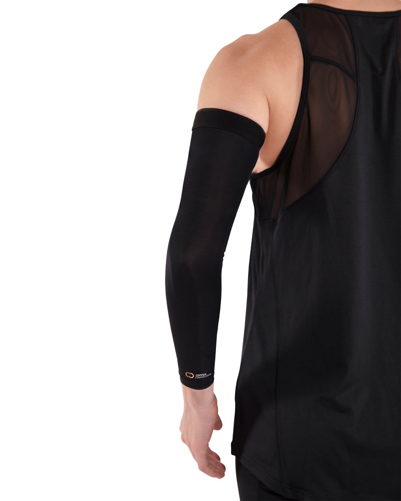Copper Compression Full Arm Sleeve, the full arm sleeve seen from behind