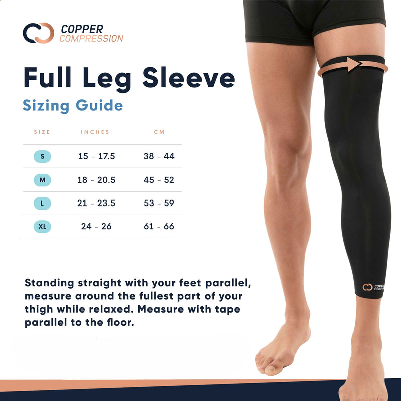 Copper Compression Full Leg Sleeve, the full leg sleeve size guide