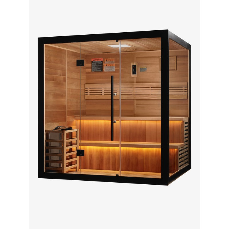 Golden Designs "Kuusamo Edition" 6 Person Indoor Traditional Sauna - Canadian Red Cedar Interior
