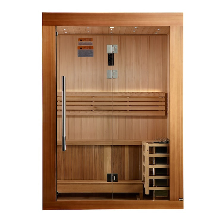 Golden Designs Sundsvall 2-Person Traditional Sauna - Canadian Red Cedar Interior and Pacific Premium Clear Cedar Exterior