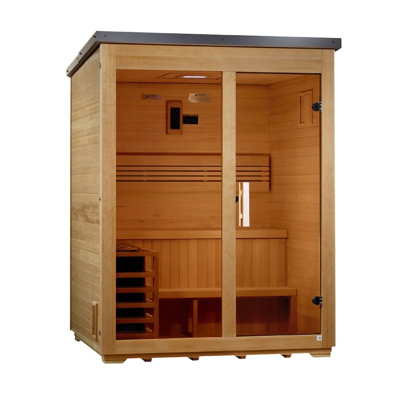 Golden Designs "Arlberg" 3 Person Traditional Outdoor Sauna -  Canadian Hemlock