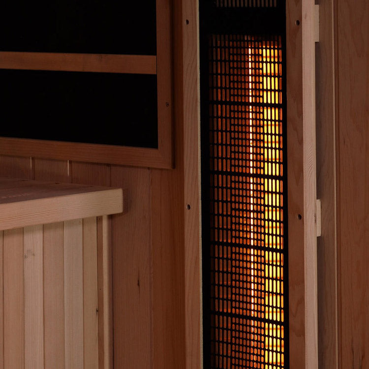 Golden Designs 4-Person Full Spectrum Near Zero EMF Infrared Saunas with Himalayan Salt Bar (Canadian Hemlock)
