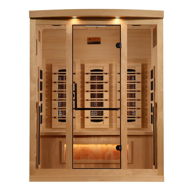 Golden Designs 3-Person Reserve Edition Full Spectrum Sauna with Himalayan Salt Bar (Canadian Hemlock)