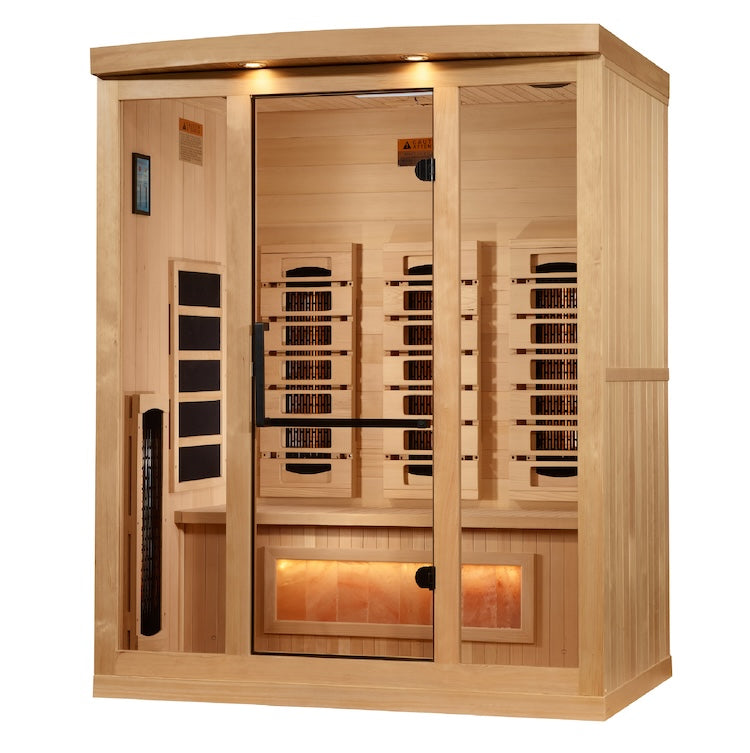 Golden Designs 3-Person Reserve Edition Full Spectrum Sauna with Himalayan Salt Bar (Canadian Hemlock)