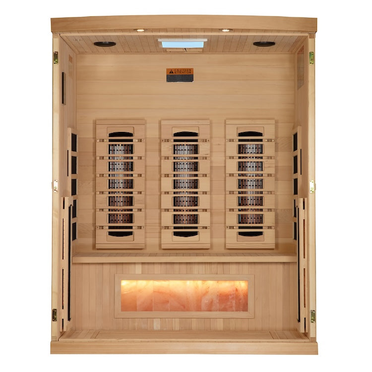 Golden Designs 3-Person Reserve Edition Full Spectrum Sauna with Himalayan Salt Bar (Canadian Hemlock)