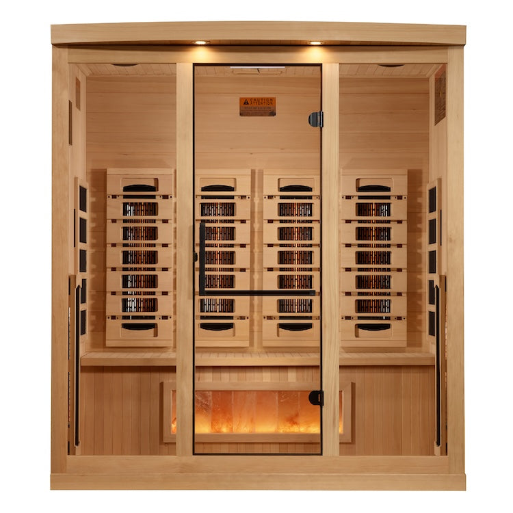 Golden Designs 4-Person Full Spectrum Near Zero EMF Infrared Saunas with Himalayan Salt Bar (Canadian Hemlock)