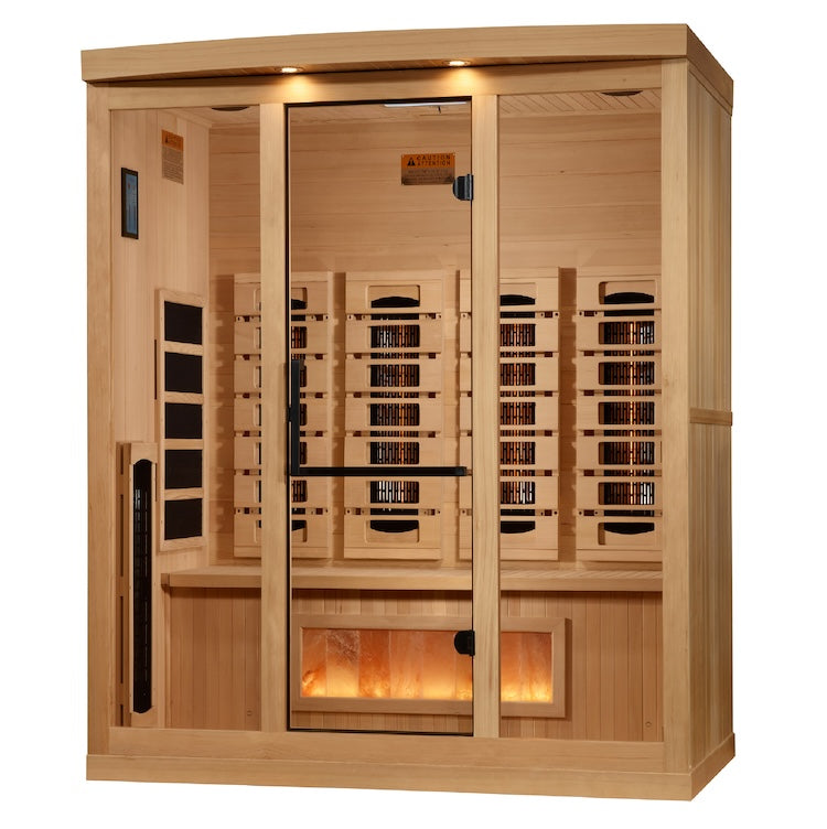 Golden Designs 4-Person Full Spectrum Near Zero EMF Infrared Saunas with Himalayan Salt Bar (Canadian Hemlock)