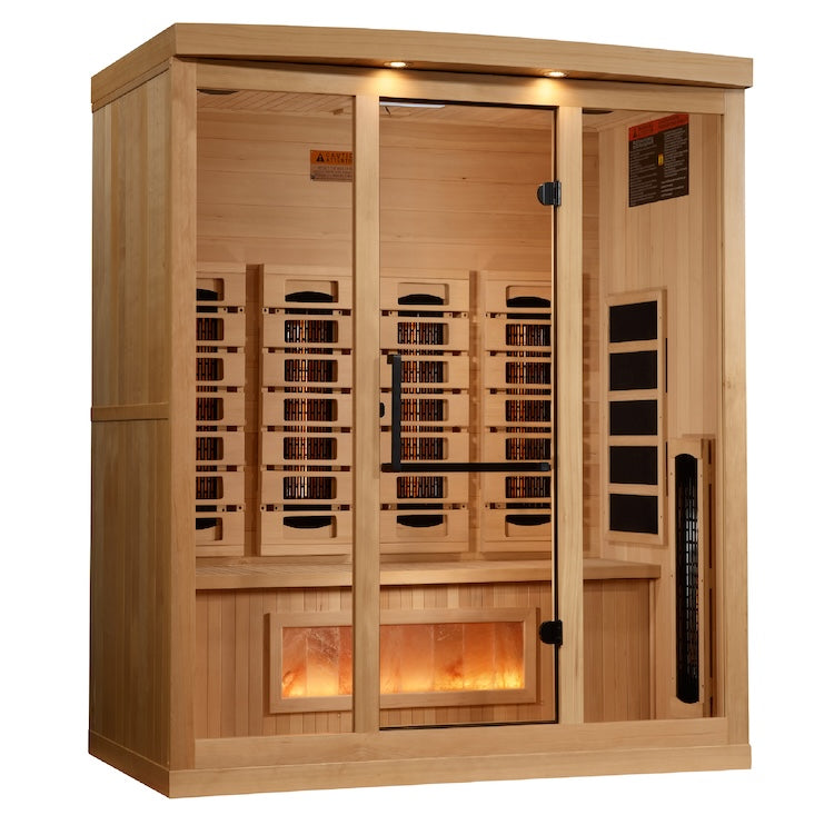 Golden Designs 4-Person Full Spectrum Near Zero EMF Infrared Saunas with Himalayan Salt Bar (Canadian Hemlock)