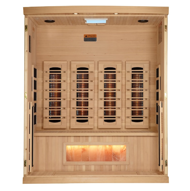 Golden Designs 4-Person Full Spectrum Near Zero EMF Infrared Saunas with Himalayan Salt Bar (Canadian Hemlock)