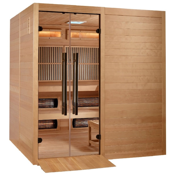Golden Designs Toledo 6-Person Hybrid Sauna (Indoor) - Full Spectrum and Harvia Traditional Stove