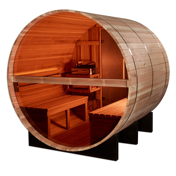 Golden Designs "St. Moritz" 2 Person Barrel Traditional Steam Sauna -  Pacific Cedar