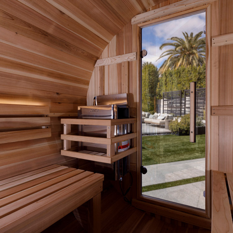 Golden Designs "St. Moritz" 2 Person Barrel Traditional Steam Sauna -  Pacific Cedar
